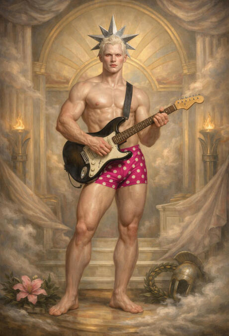 Male figurative surreal fine art. Music, musicians, LGBTQIA+.