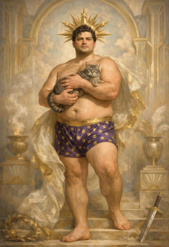 Surreal male figurative art, mythological characters portrait with vintage texture — The Human Mirror by Domus Gallerus