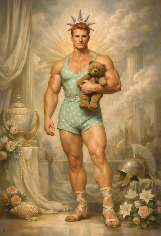 Surreal male figurative art, mythological characters portrait with vintage texture — The Human Mirror by Domus Gallerus