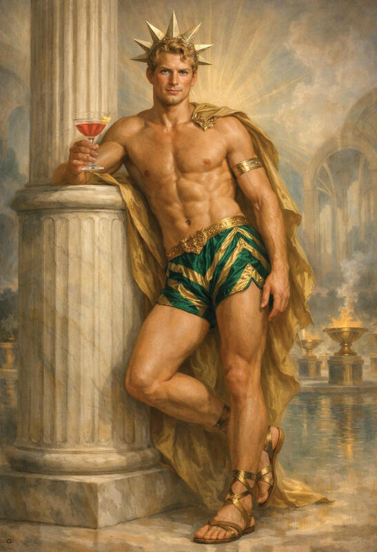 Surreal male figurative art, mythological characters portrait with vintage texture — The Human Mirror by Domus Gallerus