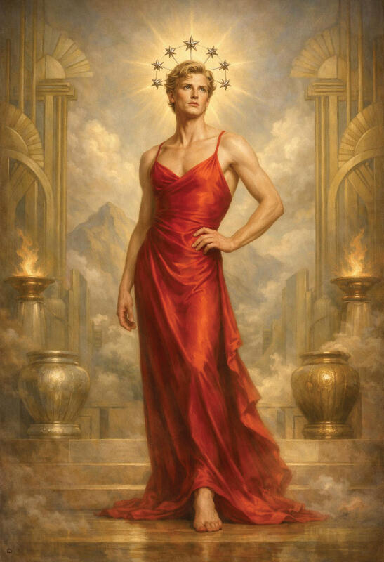 Surreal male figurative art, mythological characters portrait with vintage texture — The Human Mirror by Domus Gallerus