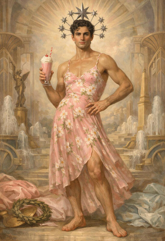 Surreal male figurative art, mythological characters portrait with vintage texture — The Human Mirror by Domus Gallerus