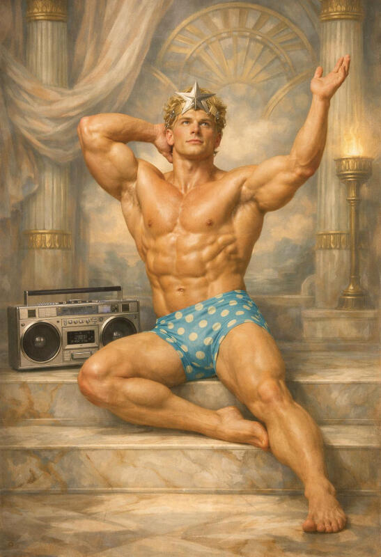 Surreal male figurative art, mythological characters portrait with vintage texture — The Human Mirror by Domus Gallerus