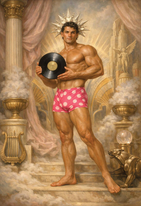 Surreal male figurative art, mythological characters portrait with vintage texture — The Human Mirror by Domus Gallerus