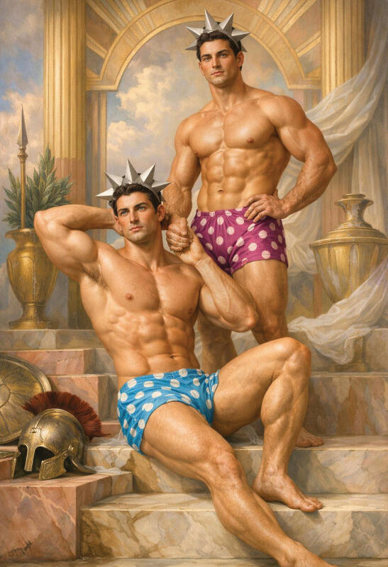 Surreal male figurative art, mythological characters portrait with vintage texture — The Human Mirror by Domus Gallerus