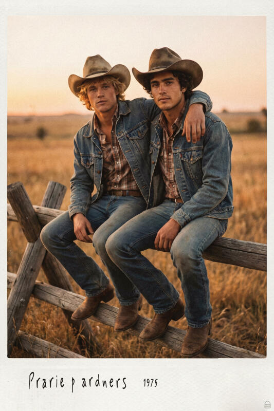 Portraits of the New American West. An imaginary, and romanticized dream of the Western Americana 70s era. Lgbtqiaplus, gay men, gay women.